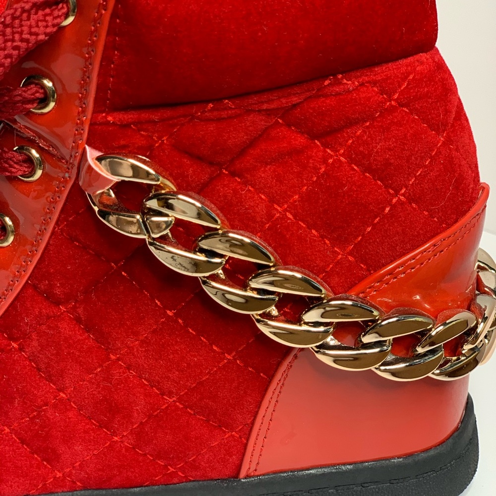 Monchino Platform tennis shoes Red Velvet Urban boots Rubber Heals - Picture 8 of 9